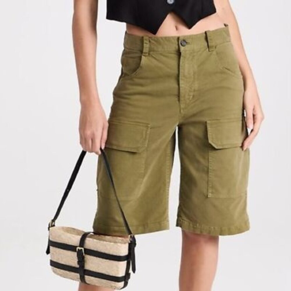 Nili Lotan Lucca Cargo Shorts, size O, olive green, NWT - Picture 2 of 9